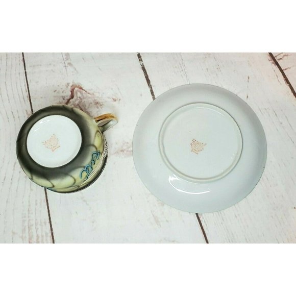 Vintage Japanese Dragonware Teacup & Saucer Set Moriage Demitasse Hand Painted - Picture 11 of 11